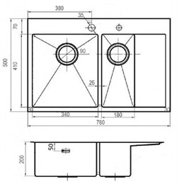 Кухонная мойка из нержавеющей стали Gerhans K37851B-SR (780х510 мм) с PVD покрытием - фото 10083