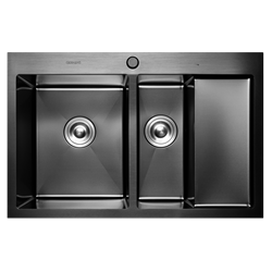 Кухонная мойка из нержавеющей стали Gerhans K37851B-SL (780х510 мм) с PVD покрытием - фото 10241