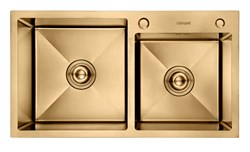 Кухонная мойка из нержавеющей стали Gerhans К37843G-S GOLD с PVD покрытием - фото 12148