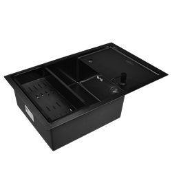 Комплект кухонная мойка из нержавеющей стали WISENT 7850B-X с PVD покрытием (78х50см) с металлическим коландером - фото 12235