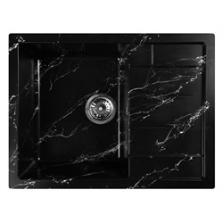 Мойка для кухни из искусственного камня WISENT WB22-11 Мрамор Белый/Черный (БЕЛАРУСЬ) 500*650*220 - фото 25597