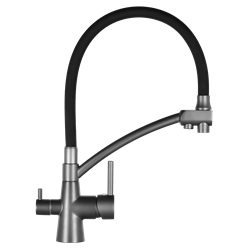 Смеситель для кухни с гибким изливом и подводкой для питьевой воды GERHANS K4855U-2 (графит) - фото 25924