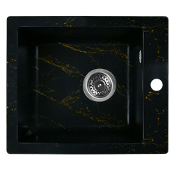 Мойка для кухни из искусственного камня WISENT WA10-14 Мрамор Черно-золотой (БЕЛАРУСЬ) 480*410*220 - фото 26321