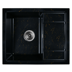 Мойка для кухни из искусственного камня WISENT WB19-14 Мрамор Черно-золотой (БЕЛАРУСЬ) 595*495*220 - фото 26677