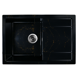 Мойка для кухни из искусственного камня WISENT WB27-14 Мрамор Черно-золотой (БЕЛАРУСЬ) 510*760*220 - фото 26757