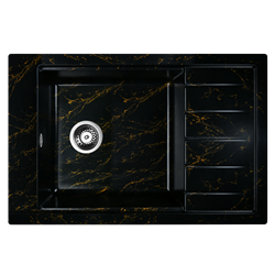 Мойка для кухни из искусственного камня WISENT WB28-14 Мрамор Черно-золотой (БЕЛАРУСЬ) 510*780*220 - фото 27248