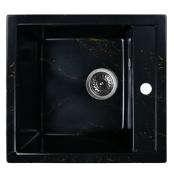 Мойка из искусственного камня для кухни WISENT WA45-14 Мрамор Черно-золотой (БЕЛАРУСЬ) 450*500*200 - фото 27472