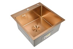 Мойка для кухни нержавеющая 50х50, цвет бронза. Сифон с ведерком. WGS35050RG/W02-114RG WGS35050RG/W02-114RG