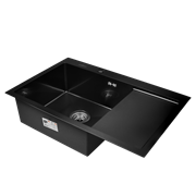 Комплект кухонная мойка из нержавеющей стали WISENT 7851B-L с PVD покрытием (78х51см) с раздвижным коландером.