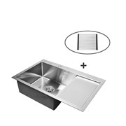 Комплект мойка для кухни из нержавеющей стали с раскладной решеткой WISENT W37851-L (78х51см)