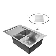 Комплект мойка для кухни из нержавеющей стали с раскладной решеткой WISENT W37851-R (78х51см)