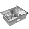 Комплект кухонная мойка из нержавеющей стали WISENT 6045 (60х45см) с телескопическим коландером и дозатором. - фото 10997