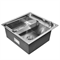 Комплект кухонная мойка из нержавеющей стали WISENT 5050 (50х50см) c металлическим коландером и дозатором - фото 12232